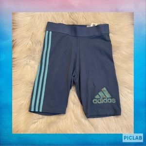 Adidas 2 Tone 3 Stripe Bike Shorts - NWT - Size Small - Altered Blue